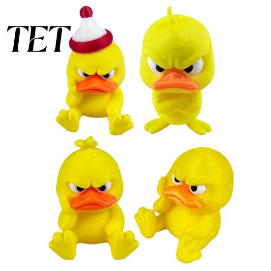 3D Printed Animal Statue Angry Yellow Duck Ornament, Funny Desk Cute Decor Decoration, Miniature Figurine for Home Office Collectible Mini Figure