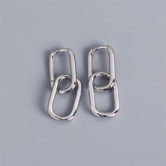 1 Pair Women Earrings Paper Clip Shape Hollow Out Polished Alloy Geometric Bland Style Club Party Commuting Hanging Earrings Ear Jewelry