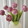 9pcs Real Touch Silk Tulip Flower Burnt Edge Fake Flowers Artificial Tulip Bouquet  Birthday Decor