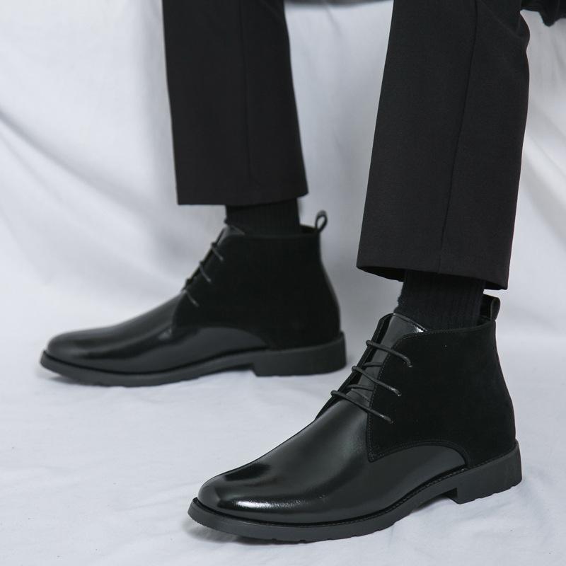 Large Size Chelsea Boots Spring and Autumn New High-top Leather Shoes Men's Short Boots Men's Leather Boots