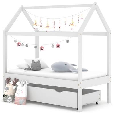 Vidaxl Estructura de Cama Infantil con Cajón, Blanca, Pino, 70X140 Cm
