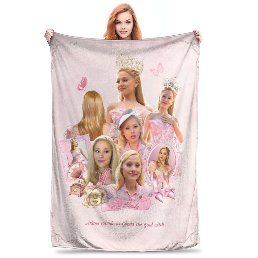 Wicked Glinda Elegant Collage Blankets Good Witch Movie Flannel Throw Blanket Portable Soft Warm Multifunction Plush Thin Quilt