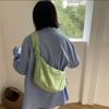 IELGY Ladies Shoulder Pleated Drawstring Canvas Oblique Span Bag, Small Fresh Nylon Solid Color