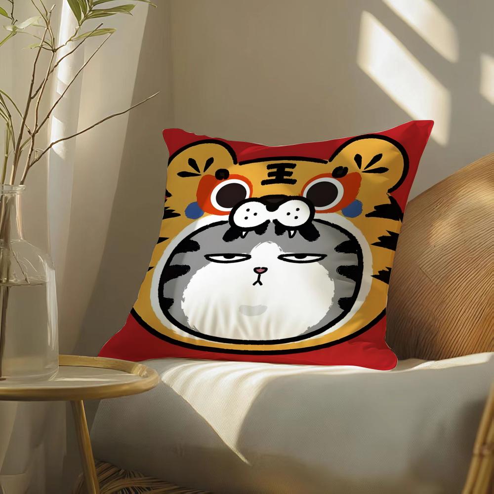 Surprised Cat Funny Party Pattern Pillow Case DoubleSided Plush Sofa Cushion Covers Organic Breathable Invisible Zipper