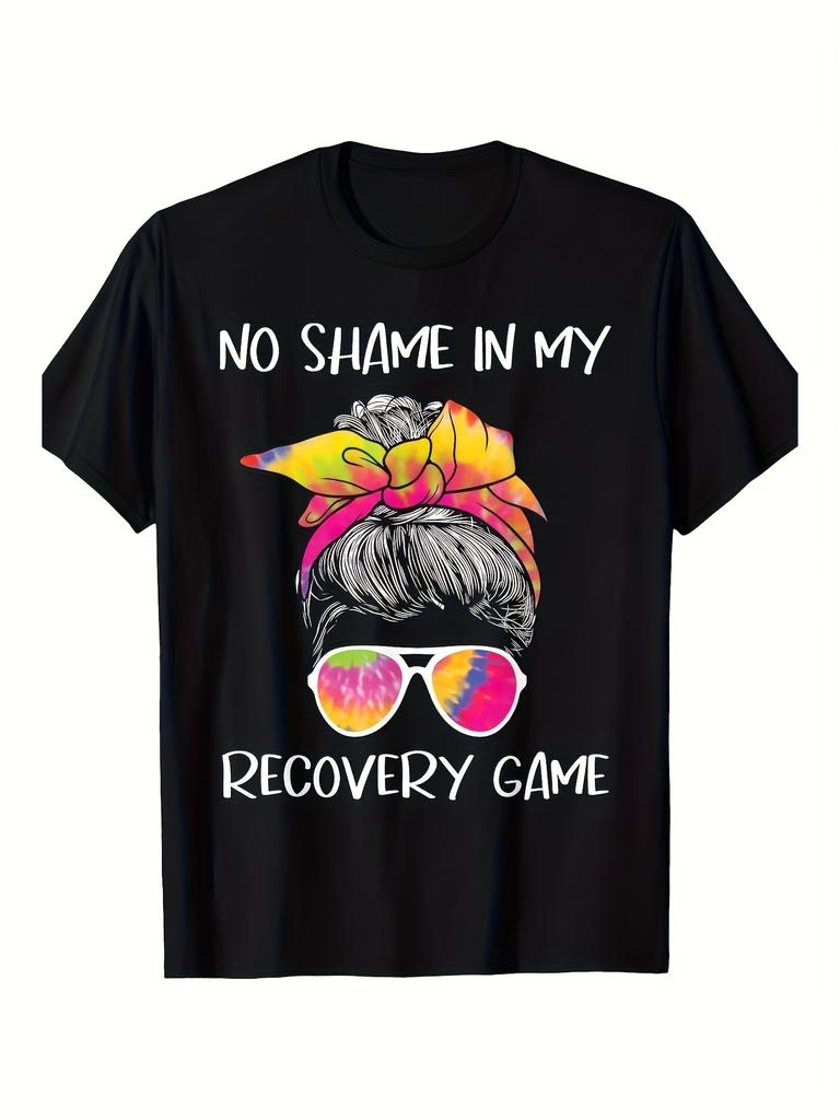 No Shame In My Recovery Game Sobriety AA NA Anniversary T-Shirt 220g 100% Same Style for Men and Women 2025 Summer Short