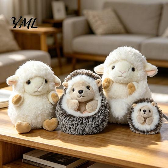 Birthday Present for Children Soft Stuffed Animal Wristlet Keychain, Fluffy Plush Sheep Hedgehog Bag Washable Small Ornament Charm, Cute Accessory