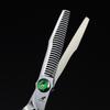 6.0-Inch Serrated Green Gem Hairdressing Scissors - Straight Shears with Antler Fishbone Design