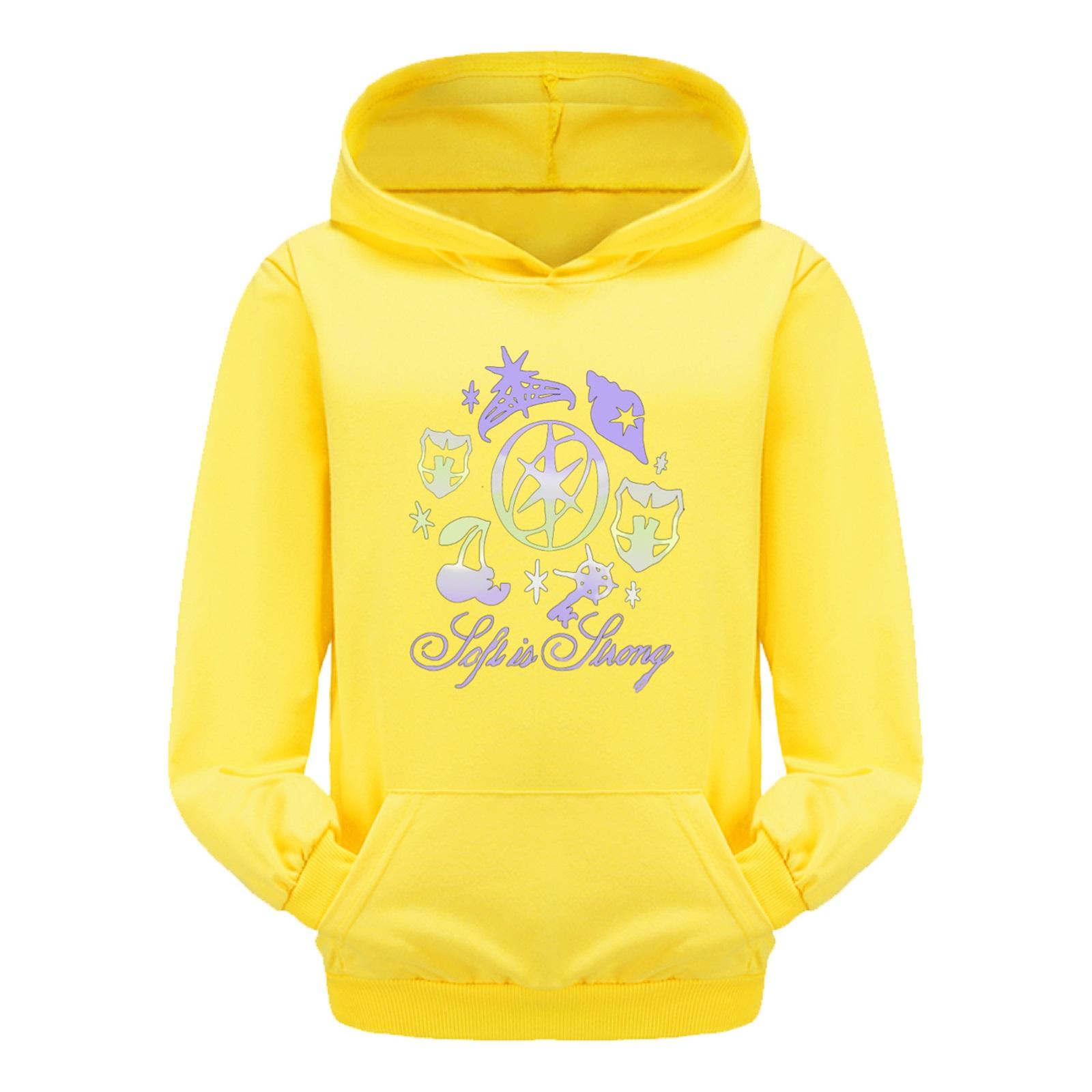 

Children s Fashionable Comfortable Casual Long-Sleeved Printed Hooded Top 170 жёлтый