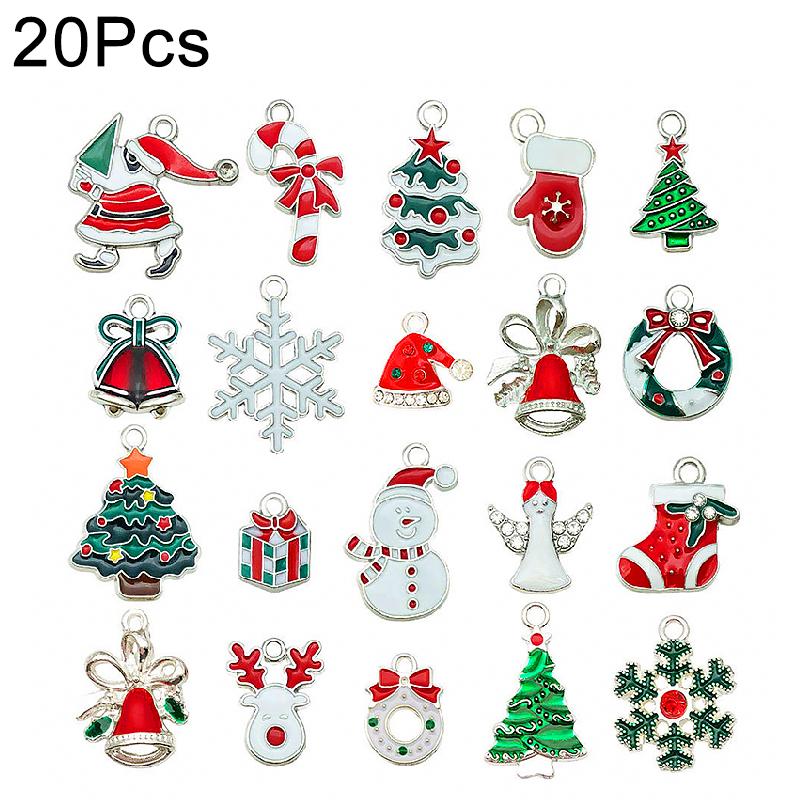 20PCS Accessories Bracelet Ornament Keychain Pendant Gift DIY Multi-element Christmas Creativity Alloy