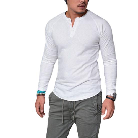 

Мужская осенняя футболка с круглым вырезом, однотонная, с длинными рукавами, приталенная, мягкая дышащая, повседневная, простой стиль, мужской весенний топ средней длины L