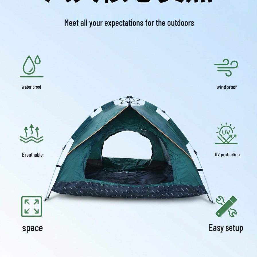 Portable 3-4 Person Automatic Double Layer Tent - Rainproof & Sunproof for Camping, Night Fishing, Outdoor Use 4 Person армейский зеленый