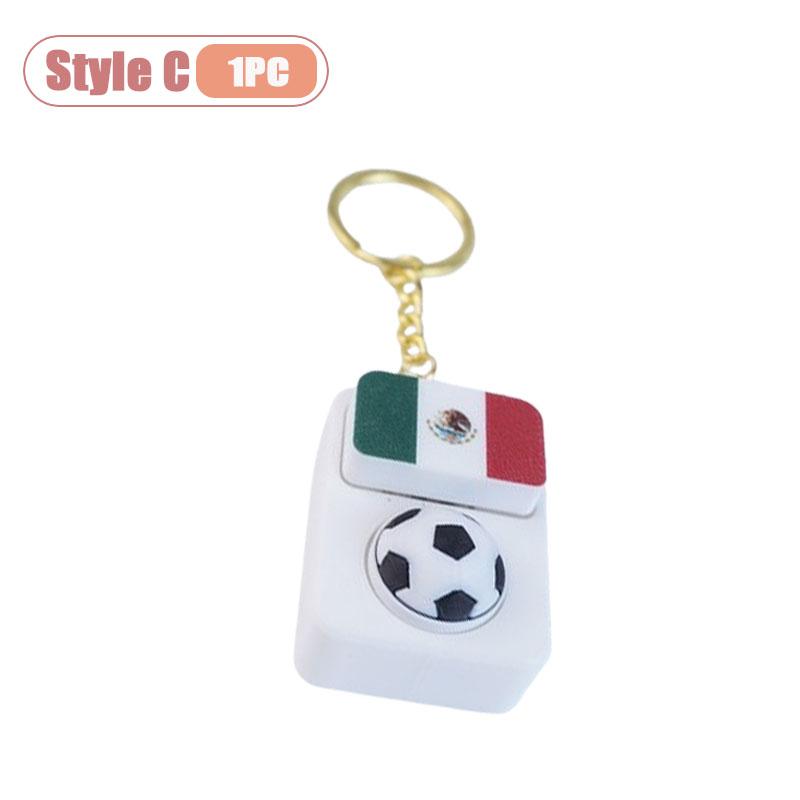 1-10PCS Soccer Fan Collectible Keychain Spinning Clicker Stress Relief Fidget Toy with Flag Pendant Memorial Gift
