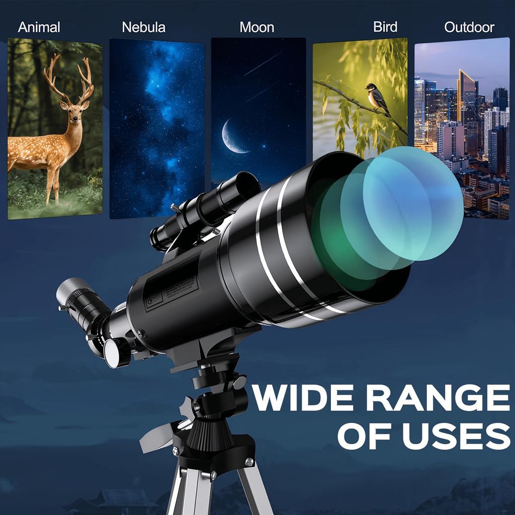 150X telescope, 70mm aperture telescope, suitable for adults, high magnification, portable astronomical telescope