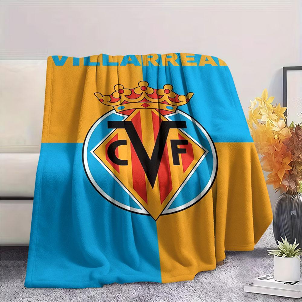 Coperta in Flanella con Logo Villarreal, Alta Qualità, Confortevole per Tutte le Stagioni, Decorazione per la Casa, Calore e Comfort