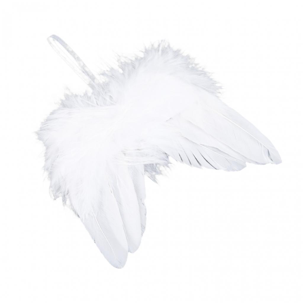 White Vintage Feather Hanging Angel Wings Set of 10 for Christmas Tree