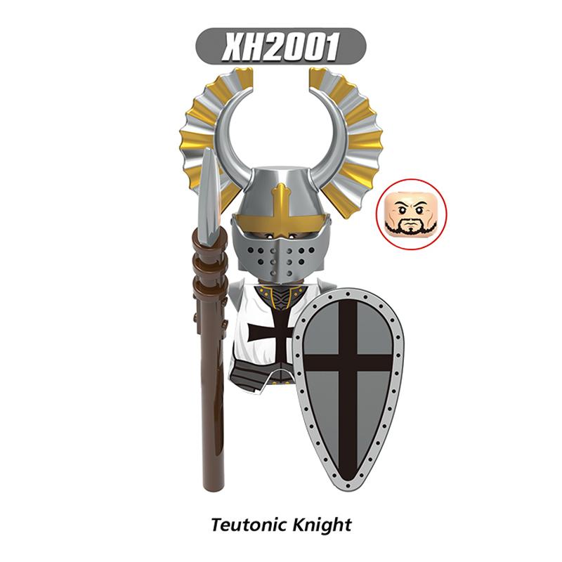 Medieval Military Figures Building Blocks  Warrior Crusader Parts Pastor Knights Weapon Roman Sword Accessories Kids Toys