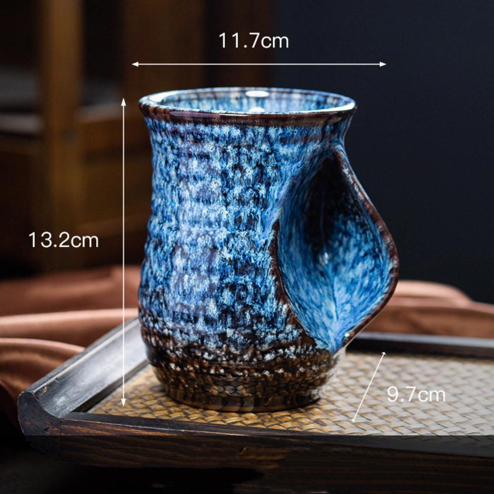 560ml Creative Ceramic Coffee Cup Colorful Warm Hand Mug Kiln Changed Pottery Tea Pot