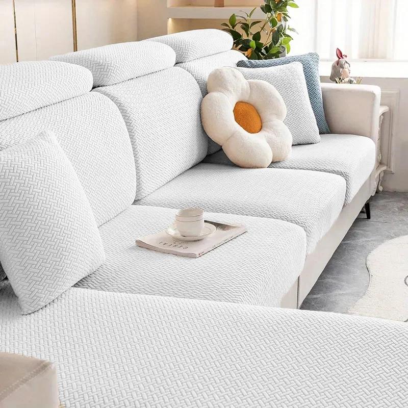 Thick Jacquard Sofa Seat Cushion Cover For Living Room Furniture Protector L-Shape Corner Sofa Cover Removable Seat Slipcovers