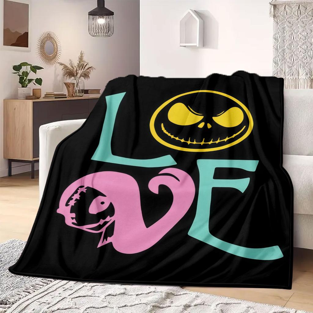 Jack Sally Cartoon Print for Bedrooms Sofas Beds Chairs Picnics Travel Flannel Blanket Home Decor Great Gift Various Sizes New