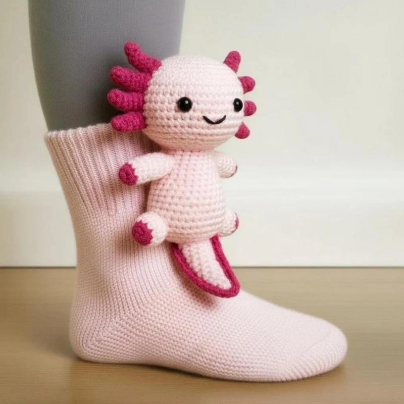 3D Knitted Cute Animal Floor Socks Handmade Crocheted Warm Sloth Panda Novelty Gifts for Kids Essential