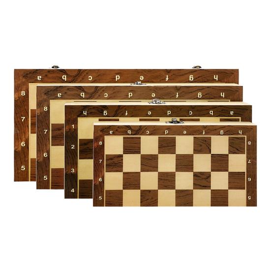 2-In-1 Magnetic Chess Game Wooden Foldable Chess Board Pieces Storage Box Portable Kids Adults Classic Strategy Chess Game
