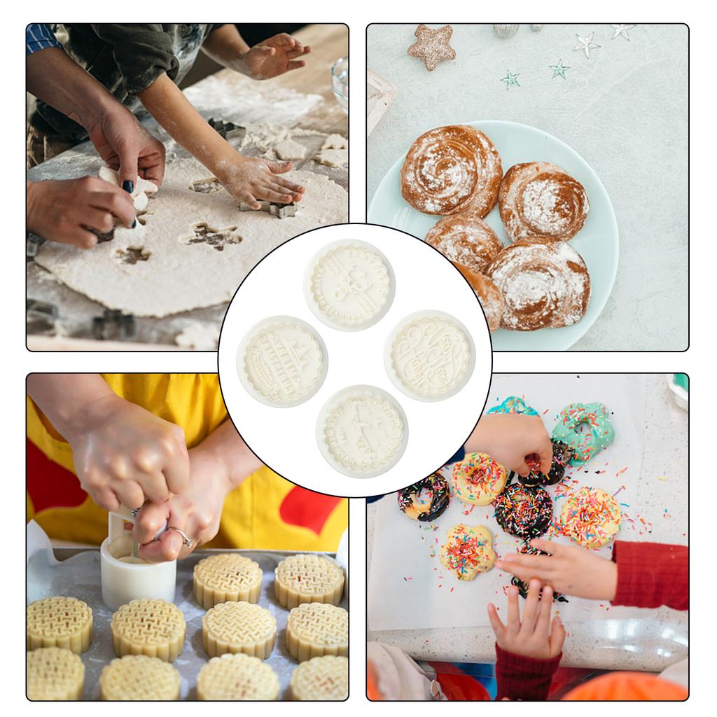 Christmas Christmas Cookie Cutter 3D Cookie Stamp 3D Pressable Designs Food-grade PP Material Healthy Snack Making