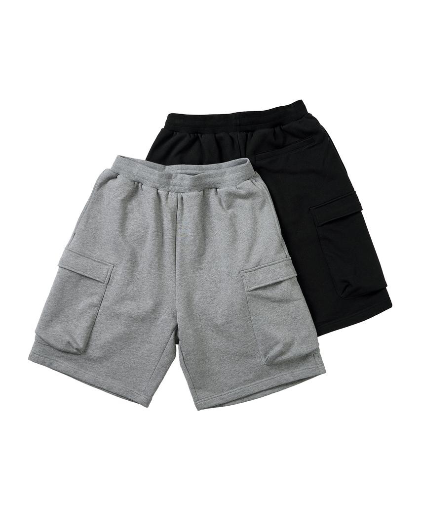 FOUNDPOCKET Wide Sweat Shorts Black