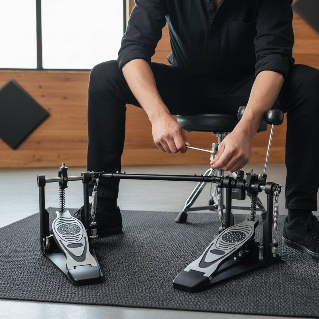 Double Bass Drum Pedal Adjustable Kick Heavy Duty for Drummers