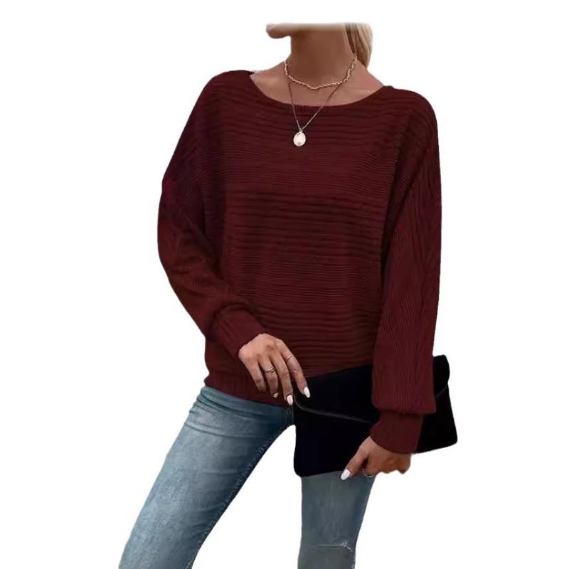 Autumn Winter T-shirt Comfortable Casual Solid Color Long Sleeved Round Neck Patchwork Pullover Top T-shirt Women
