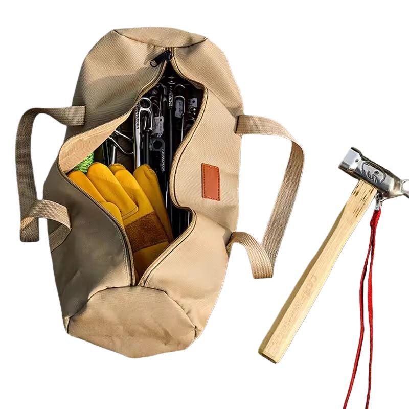 Camping Outdoor Tent Stakes Bag, Large-Capacity Oxford Cloth Tool Bag With Zipper for Man Camping, Hiking