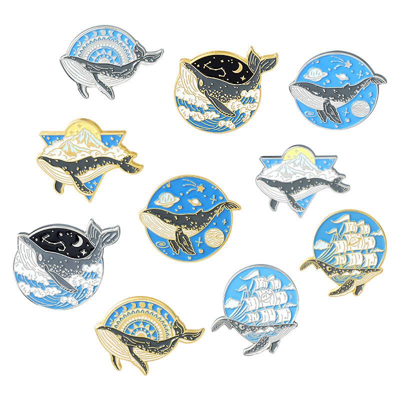 Creative Whale Design Alloy Brooch With Stunning Wave And Starry Sky Features For All Occasions