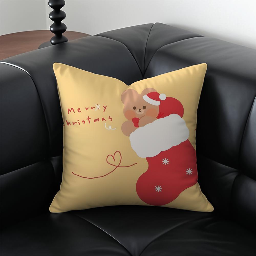 CChristmas Stocking Cushion Cover Pillow Case Antidustmite Invisible zipper silky plush cushion
