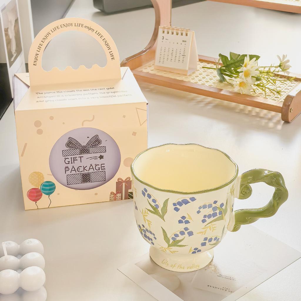 Ceramic Mug High looking Girls Cup Couple Cute Coffee Goblet Cup Household Water Cup Souvenir Gift Box