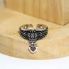 Trendy Silver Feather Crown Ring with Diamonds & Ruby for Couples