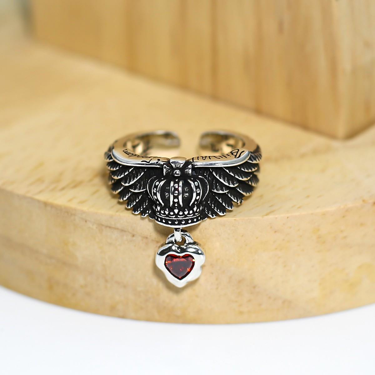 

Модное серебряное кольцо-корона с перьями, с бриллиантами и рубином, для пар