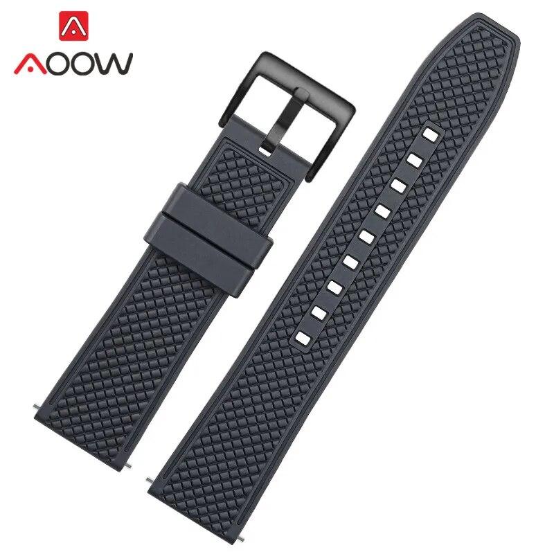 Fluoro Rubber Strap 20mm 22mm Quick Release Soft Sport Waterproof Stainless Steel Butterfly Buckle Men Replacement Watch Band