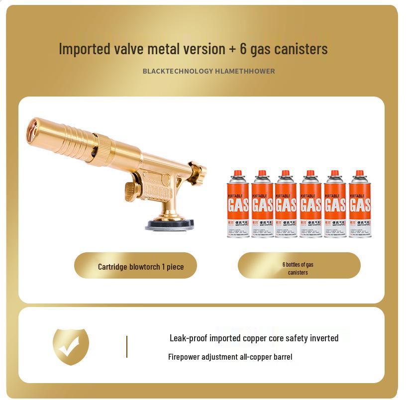 All Copper Flame Torch for Gas Cartridge - Handheld Blowtorch for Pig Hair Removal