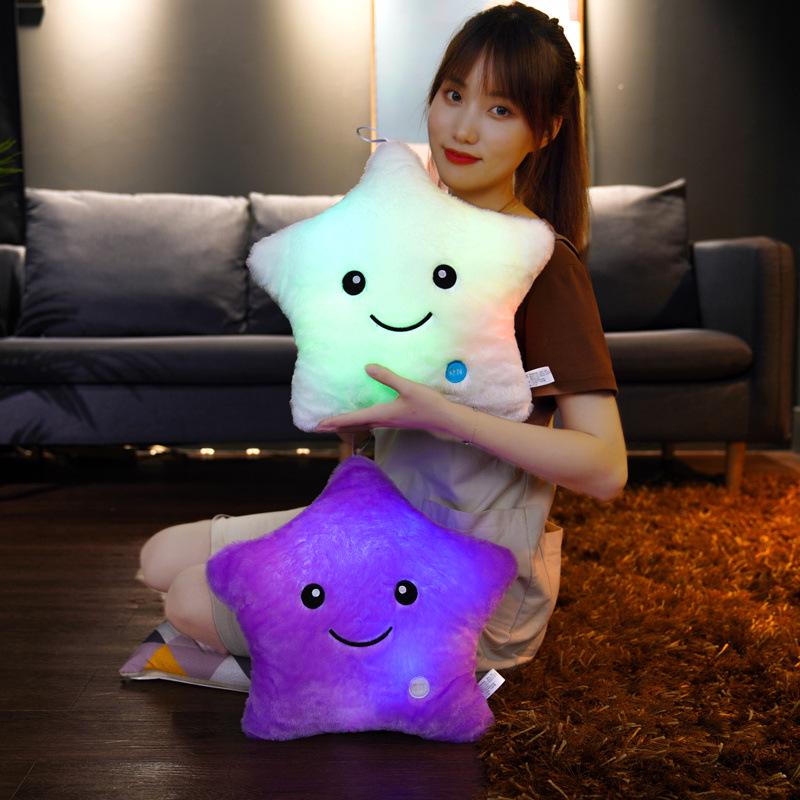 Colorful Luminous Star & Heart Pillow - Cute Christmas & Birthday Gift Decoration