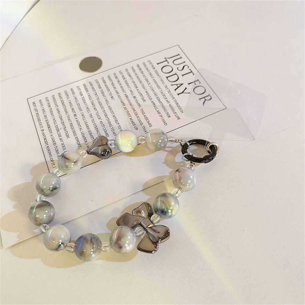 Cartoon Bear Beads Phone Chain Short Style Cellphone Strap Mobile Phone Lanyard  Phone Charm