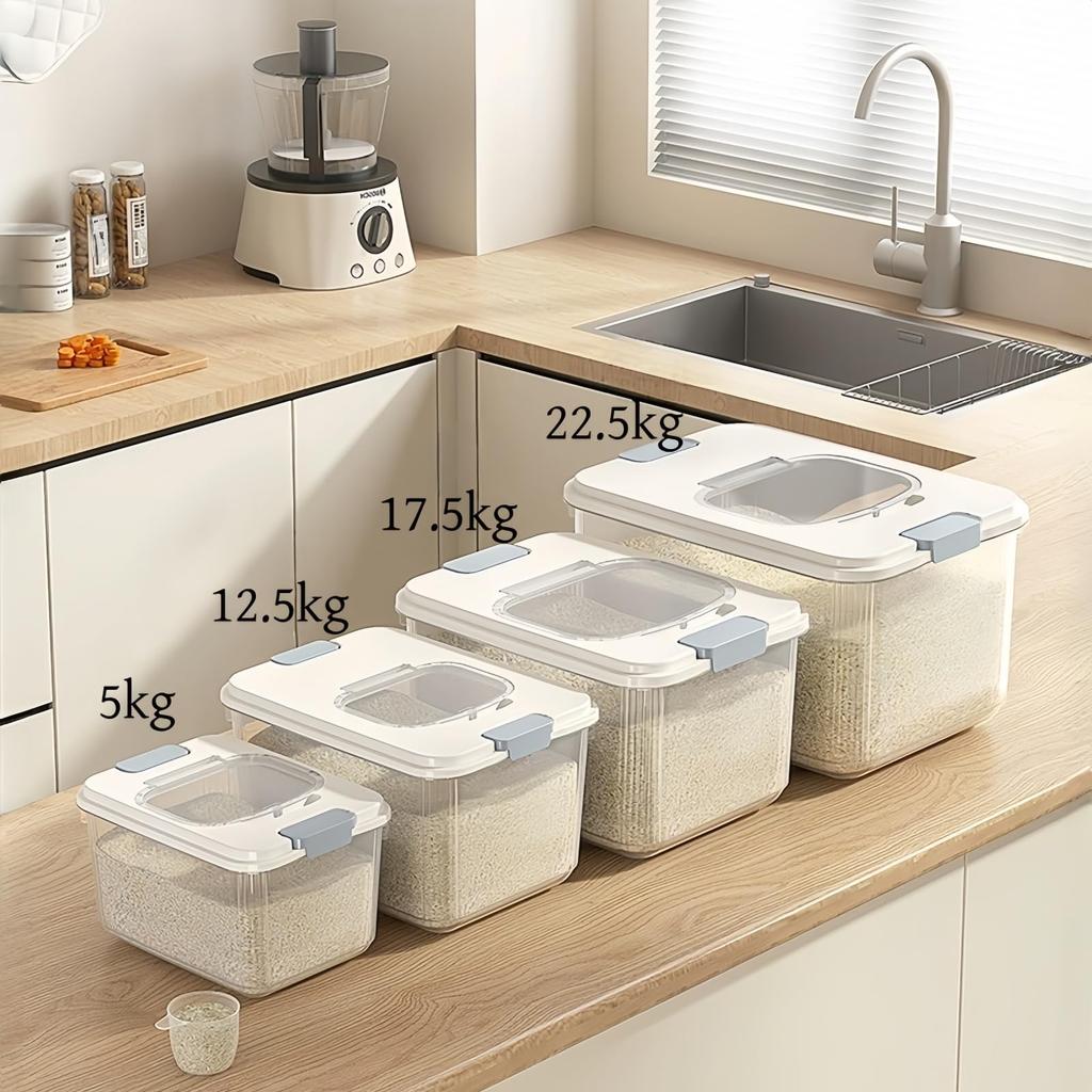 BDHD Airtight Rice Capacity with Measuring Large Capacity Rice Easy and Preserves Healthy Kitchen Transparent Grain Food Storage Rice Rice Storage