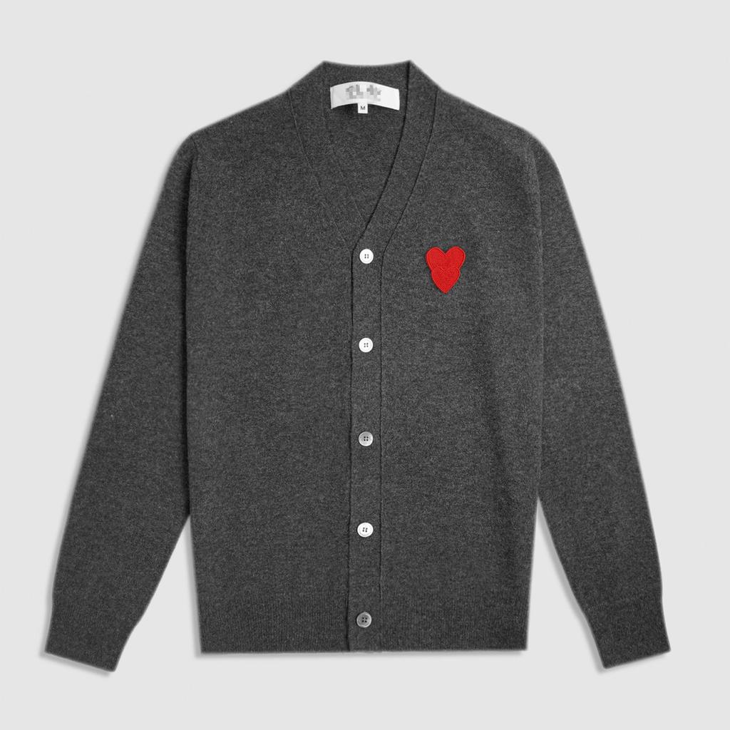 CDG Kawakubo Herz V-Ausschnitt Woll-Cardigan - Japanischer Stil PLAY Strickpullover