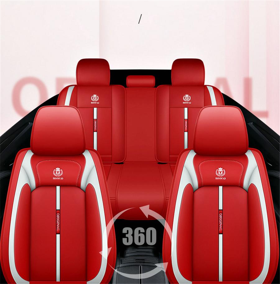 Coprisedili Auto in Pelle Resistenti all'Usura Set Completo Anteriore Posteriore Protezione Cuscino Poggiatesta Universale+Cuscino Lombare