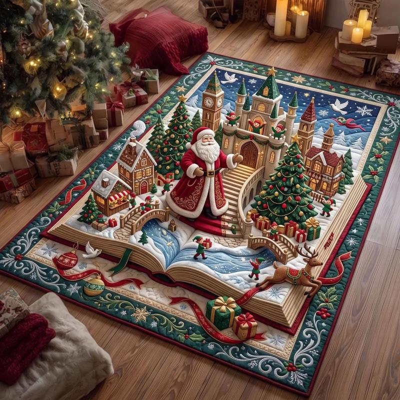 VIKAMA3D Santa Claus Rug Soft and Slip-resistant Living Room Sofa Mat Bedroom Game Room Rug Merry Christmas Home Decoration