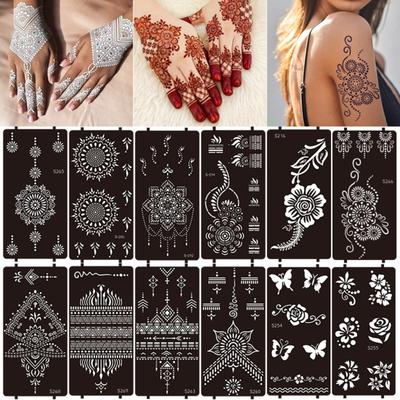 Wiederverwendbare Indische Henna Tattoo Schablonen Mehndi Handmalerei Vorlagen DIY Blume