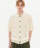 TRILLION Washable Cable Half Sleeve Button-Up Knit (Cream)