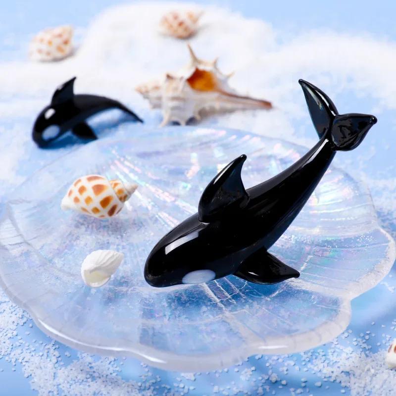 Mini-Wal-Modell Handgefertigter Schmuck Glas-Schreibtischdekoration Glas-Orca-Modelle für Kinder Geschenke Tischfiguren Zubehör