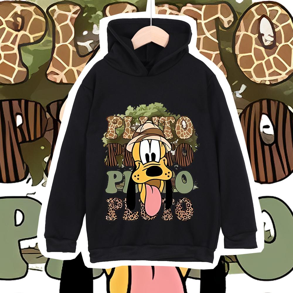 Disney Pluto Animal Kingdom Print Kids Fleece Hoodie For Boys And Girls Warm Plush Lined Children Pullover Soft Winter Outerwear