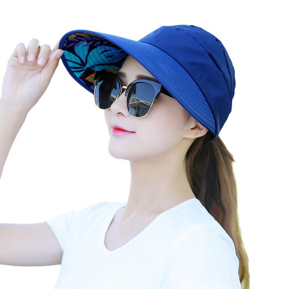 Foldable Sun Hat Fashion Wide Brim Anti-UV Beach Cap Golf Cap Casual Hats Summer
