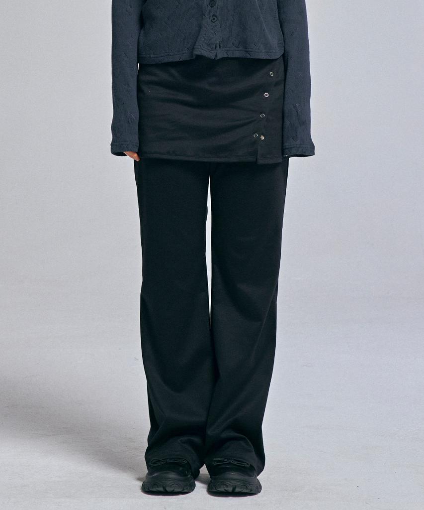 AWESOME STUDIO Layered Skirt Pants Black