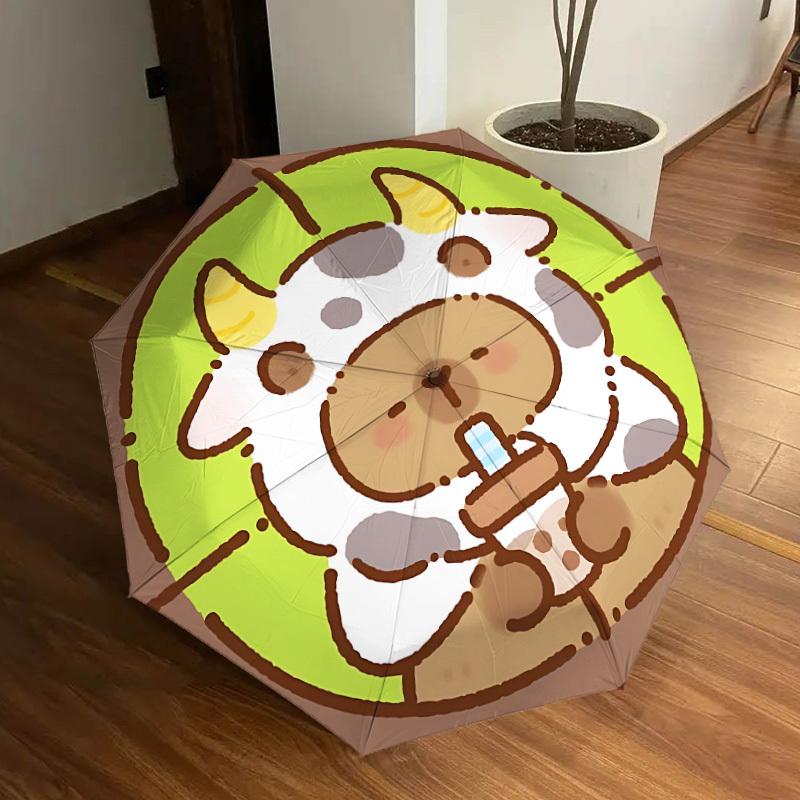 

1pc Cow Capybara Print Automatic Open/Close Umbrella, Halloween & Gifts - Ideal for Daily, Formal, Party Use, Durable Canopy yy251011006